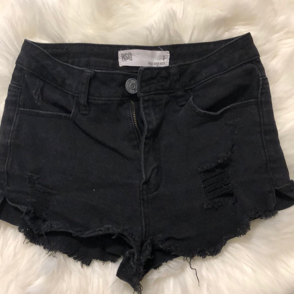 Tillys distressed black denim shorts